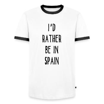 Je préfère être en Espagne - Espagne - España - T-shirt contrasté Homme - blanc/noir - Devant - AI Model Female 172 light (172cm) & AI Model Male 178 dark (178cm)