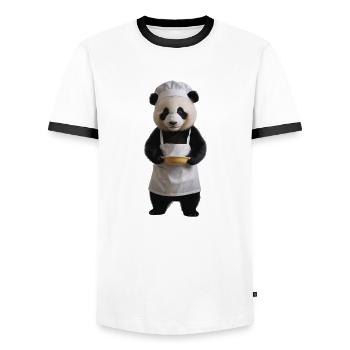 Panda cuisinier - T-shirt contrasté Homme - blanc/noir - Devant - AI Model Female 172 light (172cm) & AI Model Male 178 dark (178cm)