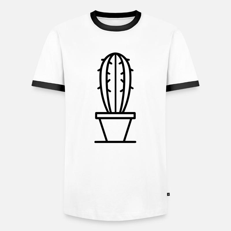 Kaktus - Männer Kontrast-T-Shirt - Weiß/Schwarz