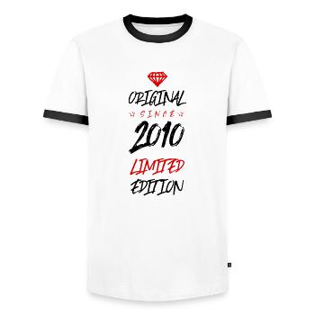 2010 Édition limitée - T-shirt contrasté Homme - blanc/noir - Devant - AI Model Female 172 light (172cm) & AI Model Male 178 dark (178cm)