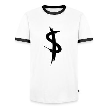 Grafitti Dollar Sign - Men's Ringer Shirt - white/black - Front - AI Model Female 172 light (172cm) & AI Model Male 178 dark (178cm)
