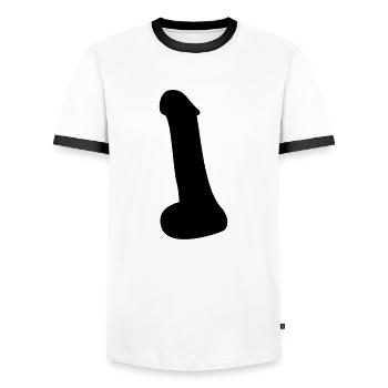 Penis - Männer Kontrast-T-Shirt - Weiß/Schwarz - Vorne - AI Model Female 172 light (172cm) & AI Model Male 178 dark (178cm)