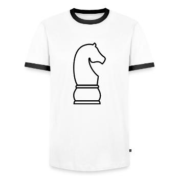 Schach Springer - Männer Kontrast-T-Shirt - Weiß/Schwarz - Vorne - AI Model Female 172 light (172cm) & AI Model Male 178 dark (178cm)