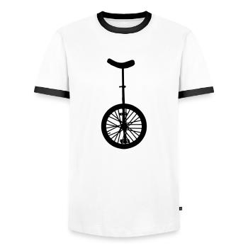 Einrad - Männer Kontrast-T-Shirt - Weiß/Schwarz - Vorne - AI Model Female 172 light (172cm) & AI Model Male 178 dark (178cm)