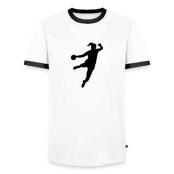 Handballerin - Männer Kontrast-T-Shirt - Weiß/Schwarz - Vorne - AI Model Female 172 light (172cm) & AI Model Male 178 dark (178cm)