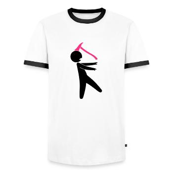 A zombie with an ax in the head - Men's Ringer Shirt - white/black - Front - AI Model Female 172 light (172cm) & AI Model Male 178 dark (178cm)