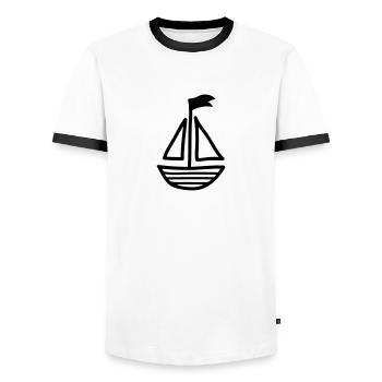 Voilier - Line - T-shirt contrasté Homme - blanc/noir - Devant - AI Model Female 172 light (172cm) & AI Model Male 178 dark (178cm)