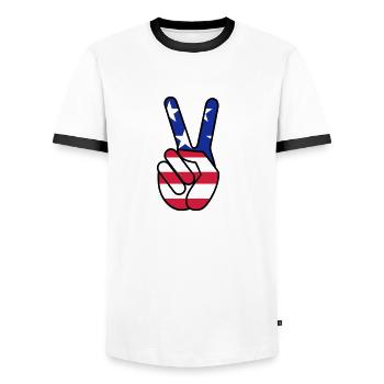 USA Victory - Männer Kontrast-T-Shirt - Weiß/Schwarz - Vorne - AI Model Female 172 light (172cm) & AI Model Male 178 dark (178cm)