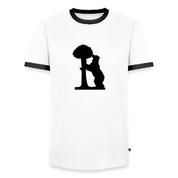 drawing silhouette bear and strawberry tree madrid - Men's Ringer Shirt - white/black - Front - AI Model Female 172 light (172cm) & AI Model Male 178 dark (178cm)