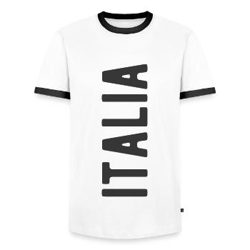 Italia Italy Italian Language Saying - Men's Ringer Shirt - white/black - Front - AI Model Female 172 light (172cm) & AI Model Male 178 dark (178cm)