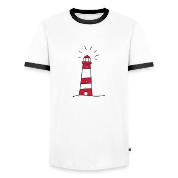 lighthouse - Men's Ringer Shirt - white/black - Front - AI Model Female 172 light (172cm) & AI Model Male 178 dark (178cm)