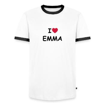 J'aime Emma - T-shirt contrasté Homme - blanc/noir - Devant - AI Model Female 172 light (172cm) & AI Model Male 178 dark (178cm)