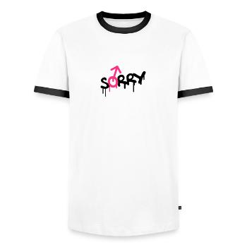 Sorry Gay - T-shirt contrasté Homme - blanc/noir - Devant - AI Model Female 172 light (172cm) & AI Model Male 178 dark (178cm)