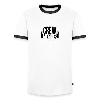 Cool Crew Member Banner Logo - Männer Kontrast-T-Shirt - Weiß/Schwarz - Vorne - AI Model Female 172 light (172cm) & AI Model Male 178 dark (178cm)