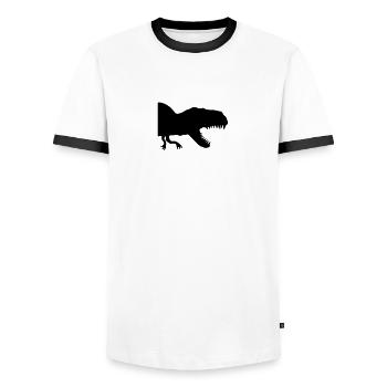 half half silhouette black outline t-rex carnivore - Men's Ringer Shirt - white/black - Front - AI Model Female 172 light (172cm) & AI Model Male 178 dark (178cm)