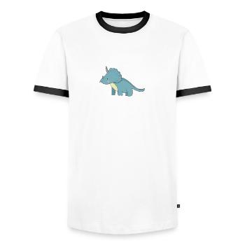 Gift Dinosaur Fossil Kawaii Trex Comic Dino - Men's Ringer Shirt - white/black - Front - AI Model Female 172 light (172cm) & AI Model Male 178 dark (178cm)