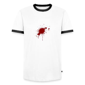 Blood Spatter From A Bullet Wound - Men's Ringer Shirt - white/black - Front - AI Model Female 172 light (172cm) & AI Model Male 178 dark (178cm)
