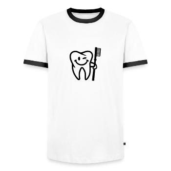 Dent - T-shirt contrasté Homme - blanc/noir - Devant - AI Model Female 172 light (172cm) & AI Model Male 178 dark (178cm)