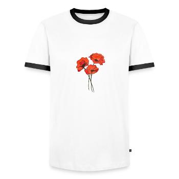 Trio of poppies - Men's Ringer Shirt - white/black - Front - AI Model Female 172 light (172cm) & AI Model Male 178 dark (178cm)