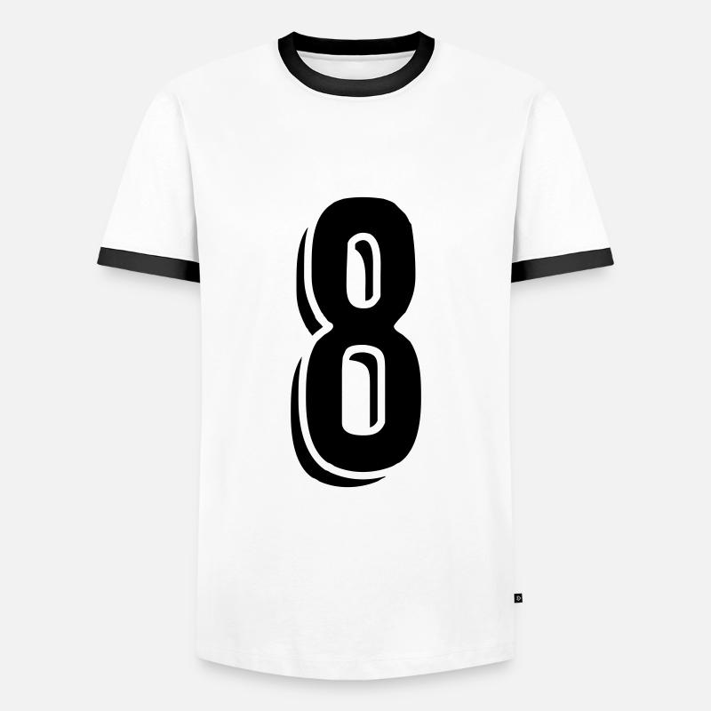 Trikotnummer 8 - Männer Kontrast-T-Shirt - Weiß/Schwarz