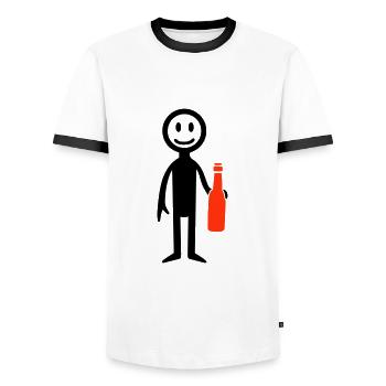 Bier Trinken Strichmännchen - Männer Kontrast-T-Shirt - Weiß/Schwarz - Vorne - AI Model Female 172 light (172cm) & AI Model Male 178 dark (178cm)