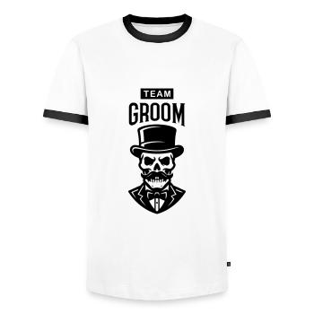 Team Groom Skeleton - T-shirt contrasté Homme - blanc/noir - Devant - AI Model Female 172 light (172cm) & AI Model Male 178 dark (178cm)