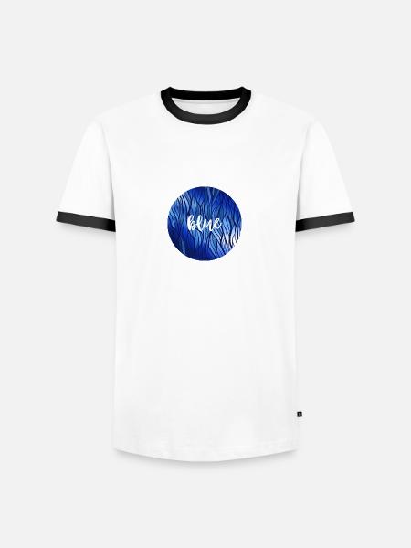 Blue Circle - Wasser Reflektion - Männer Kontrast-T-Shirt - Weiß/Schwarz