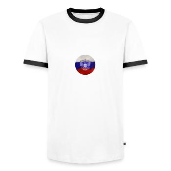 Моя гордость моя родина Россия - Männer Kontrast-T-Shirt - Weiß/Schwarz - Vorne - AI Model Female 172 light (172cm) & AI Model Male 178 dark (178cm)