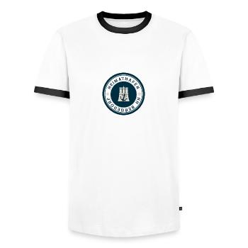 Hamburg Bergedorf - Männer Kontrast-T-Shirt - Weiß/Schwarz - Vorne - AI Model Female 172 light (172cm) & AI Model Male 178 dark (178cm)