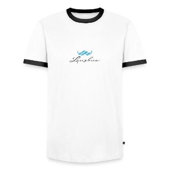 lausbua mit bayrischen bart - Männer Kontrast-T-Shirt - Weiß/Schwarz - Vorne - AI Model Female 172 light (172cm) & AI Model Male 178 dark (178cm)