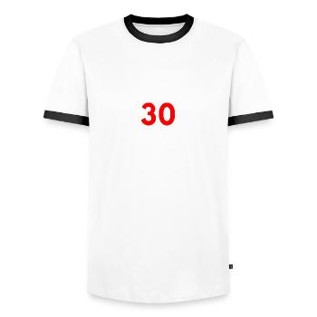 Ich bin über 30, bitte helfen sie mir - Männer Kontrast-T-Shirt - Weiß/Schwarz - Vorne - AI Model Female 172 light (172cm) & AI Model Male 178 dark (178cm)