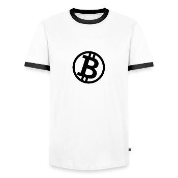 Bitcoin black - Men's Ringer Shirt - white/black - Front - AI Model Female 172 light (172cm) & AI Model Male 178 dark (178cm)