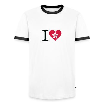 I Love Hong Kong - Men's Ringer Shirt - white/black - Front - AI Model Female 172 light (172cm) & AI Model Male 178 dark (178cm)