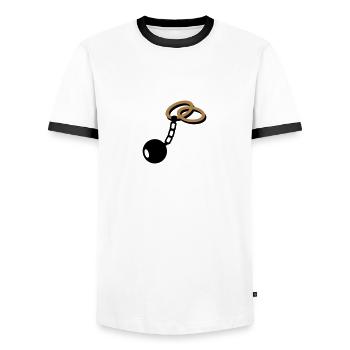 Mariage Bagues - T-shirt contrasté Homme - blanc/noir - Devant - AI Model Female 172 light (172cm) & AI Model Male 178 dark (178cm)