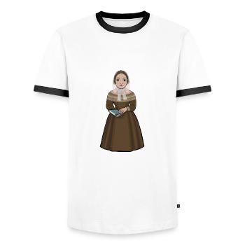 Fredrika Bremer - T-shirt contrasté Homme - blanc/noir - Devant - AI Model Female 172 light (172cm) & AI Model Male 178 dark (178cm)