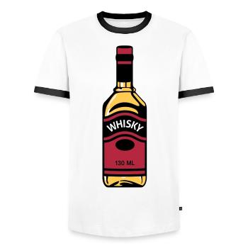 Whiskey bottle - Men's Ringer Shirt - white/black - Front - AI Model Female 172 light (172cm) & AI Model Male 178 dark (178cm)