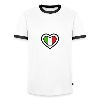 Italian Sports Teams - Heart - Men's Ringer Shirt - white/black - Front - AI Model Female 172 light (172cm) & AI Model Male 178 dark (178cm)
