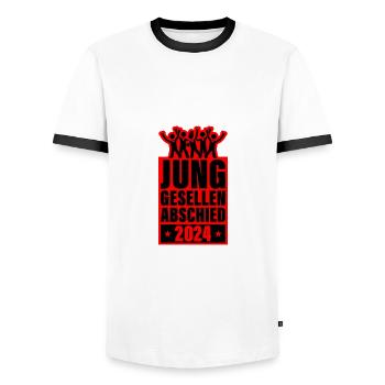 Bachelor Party 2024 Bachelor Party - Men's Ringer Shirt - white/black - Front - AI Model Female 172 light (172cm) & AI Model Male 178 dark (178cm)