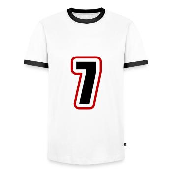 7 Nombre Collège - T-shirt contrasté Homme - blanc/noir - Devant - AI Model Female 172 light (172cm) & AI Model Male 178 dark (178cm)