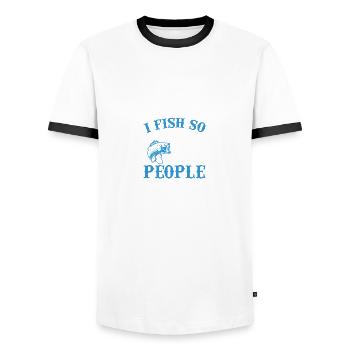 Ich fische, damit ich keine lustigen lustigen Sprü - Männer Kontrast-T-Shirt - Weiß/Schwarz - Vorne - AI Model Female 172 light (172cm) & AI Model Male 178 dark (178cm)