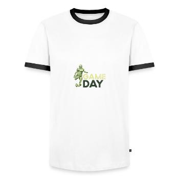 Rétro Citation Drôle Football Américain Touchdown-SAIS - T-shirt contrasté Homme - blanc/noir - Devant - AI Model Female 172 light (172cm) & AI Model Male 178 dark (178cm)
