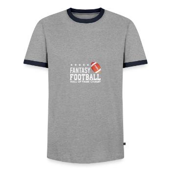 Fantasy Football Hall of Fame Champ Draft Football - T-shirt contrasté Homme - gris/marine  - Devant - AI Model Female 172 light (172cm) & AI Model Male 178 light (178cm)