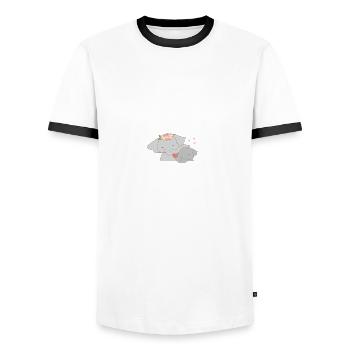 I'm going to have a Big Brother Elephant gender - Men's Ringer Shirt - white/black - Front - AI Model Female 172 light (172cm) & AI Model Male 178 dark (178cm)
