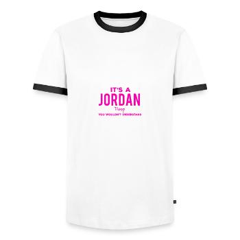 It's a funny quote from Jordan that you can't - Men's Ringer Shirt - white/black - Front - AI Model Female 172 light (172cm) & AI Model Male 178 dark (178cm)