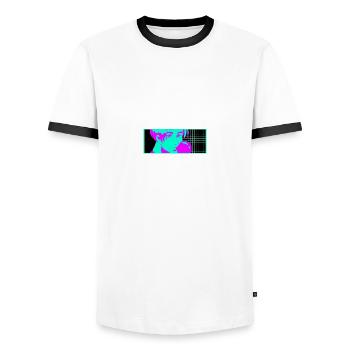 J’aime faire la fête je veux dire, je regarde l’anime Manga lu - T-shirt contrasté Homme - blanc/noir - Devant - AI Model Female 172 light (172cm) & AI Model Male 178 dark (178cm)