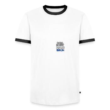 Lustiger Sprichwort USA amerikanischer Flagge Dada - Männer Kontrast-T-Shirt - Weiß/Schwarz - Vorne - AI Model Female 172 light (172cm) & AI Model Male 178 dark (178cm)