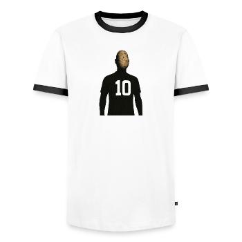 Kartoffelkopf Fußballer - Männer Kontrast-T-Shirt - Weiß/Schwarz - Vorne - AI Model Female 172 light (172cm) & AI Model Male 178 dark (178cm)
