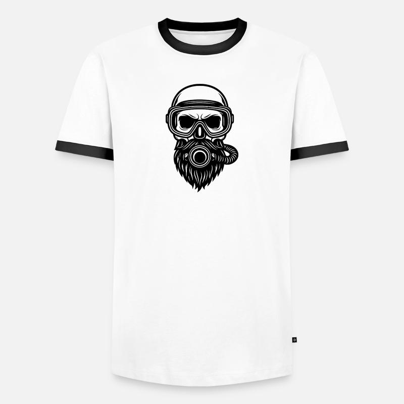 Skull Diver - Männer Kontrast-T-Shirt - Weiß/Schwarz