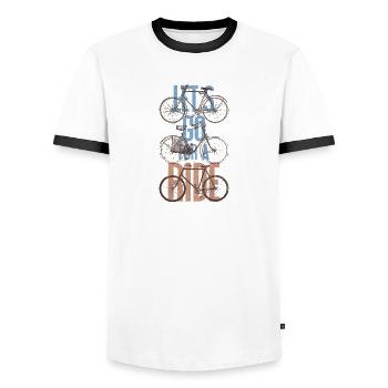 Vélo vintage "Allons faire une promenade" -Retro Bikes - T-shirt contrasté Homme - blanc/noir - Devant - AI Model Female 172 light (172cm) & AI Model Male 178 dark (178cm)