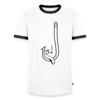 angeln wurm witzig kiffen joint - Männer Kontrast-T-Shirt - Weiß/Schwarz - Vorne - AI Model Female 172 light (172cm) & AI Model Male 178 dark (178cm)